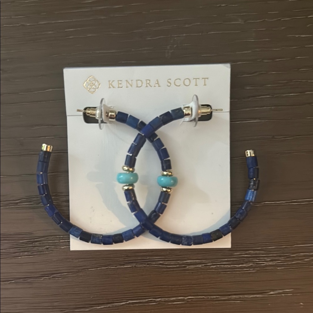 Kendra Scott Navy and Turquoise Hoop Earrings